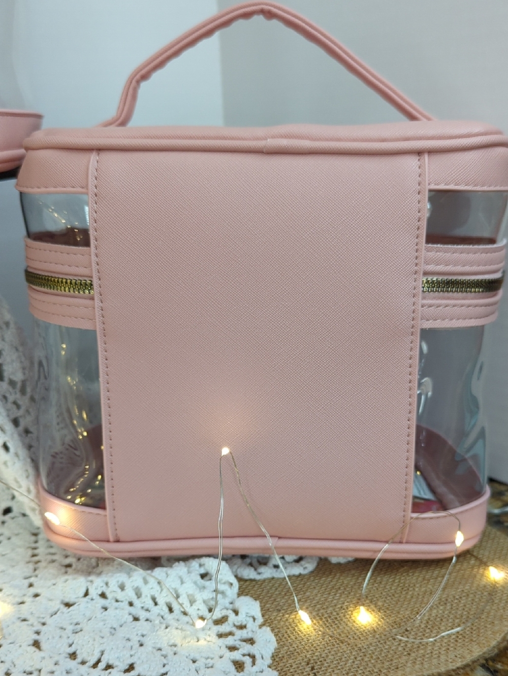 WEEKEND SALE! Ted Baker Pink Tall Clear Cosmetic Train Case - Picture 2 of 6